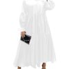 Women's Long Sleeve Maxi Shirt Dress Elegant Button Down Loose Swing Party Dress