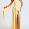 Strapless Bridesmaid Dress with Scarf Chiffon Long Prom Dresses Evening Dress