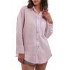 Women's 100% Linen Summer Long Sleeve Button-Down Shirt with Pockets