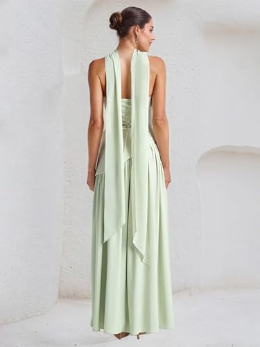 Strapless Bridesmaid Dress with Scarf Chiffon Long Prom Dresses Evening Dress