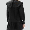 Women Shirt Mini Dress Button Down Ruffle Dress Long Sleeves Shift Dresses Peter Pan Collar Dresses
