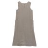 Women's 100% Linen Plant-Dyed Sleeveless V-Neck Midi Dress with Slit
