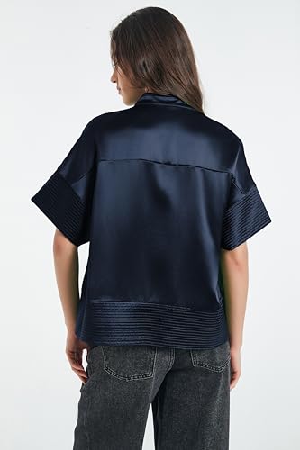 Women's Button Down Shirts Short Sleeve Cropped Dressy Casual Shirts Tops Loose Business Work Blouses