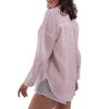 Women's 100% Linen Summer Long Sleeve Button-Down Shirt with Pockets