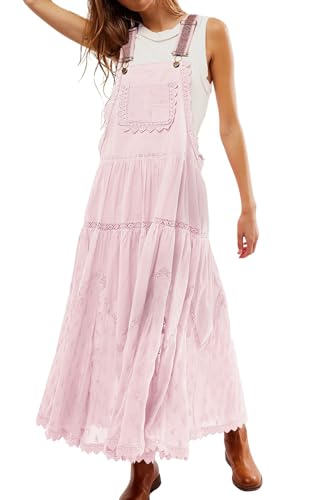 Women Bib Overall Dress Jumper Babydoll Pinafore Dress Embroidered Lace Maternity Straps Suspender Dress