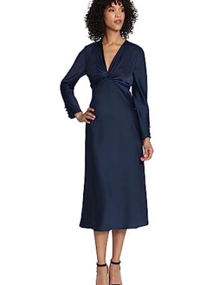 Women's Twist V-Neck Bias Skirt Midi
