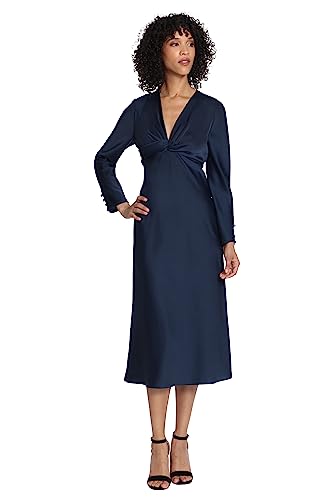 Women's Twist V-Neck Bias Skirt Midi