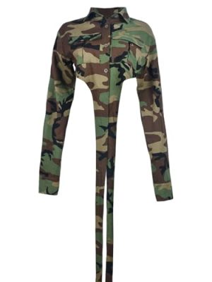 Womens Summer Cute Camo Button Down Cropped Jean Jacket Casual Lapel Outwear Denim Shirts Blouse Top