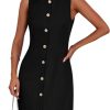 Work Dresses for Women 2025 Summer Business Formal Short Dress Sleeveless Button Down Elegant Office Outfits