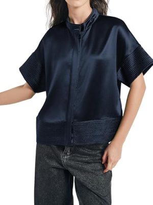 Women's Button Down Shirts Short Sleeve Cropped Dressy Casual Shirts Tops Loose Business Work Blouses