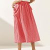 Plaid Skirts for Women Elastic Waist Midi Skirt with Pockets Vintage Flowy Gingham Long Skirt