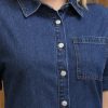 Womens Short Sleeve Denim Dress 2025 Collared Button Front Jean Dresses
