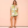 Women's Summer Casual 2 Piece Outfit,Printed Short Sleeve Shirt & Shorts Lounge Set with Elastic Waist and Pocket