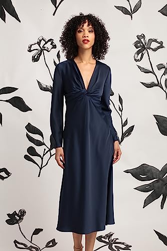 Women's Twist V-Neck Bias Skirt Midi