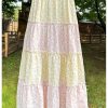 Women's Plaid Print Tiered Layer A Line Ruffle Hem Loose Fit Casual Long Maxi Skirts