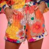 Women's Summer 2 Piece Outfits Print Button Down Shirt Shorts Pockets Long Sleeve Beach Vacation Going Out Outfits