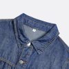 Women Denim Shirt Dress V Neck Short Sleeve Long Bottom Down A-Line Jeans Dresses with Pockets