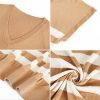 Women's Silk Cashmere Classics V-Neck Striped T-Shirt Loose Casual Summer Tee