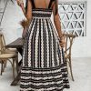 Women's Floral Print Tie Strap Square Neck Ruffle Boho Maxi Dress