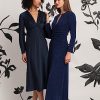 Women's Twist V-Neck Bias Skirt Midi